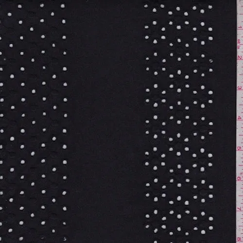 2 5/8 YD PC-Soft Black Eyelet Stripe Cotton Fabric