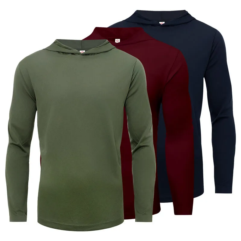 3 Pack Men’s Performance Long Sleeve with Hood