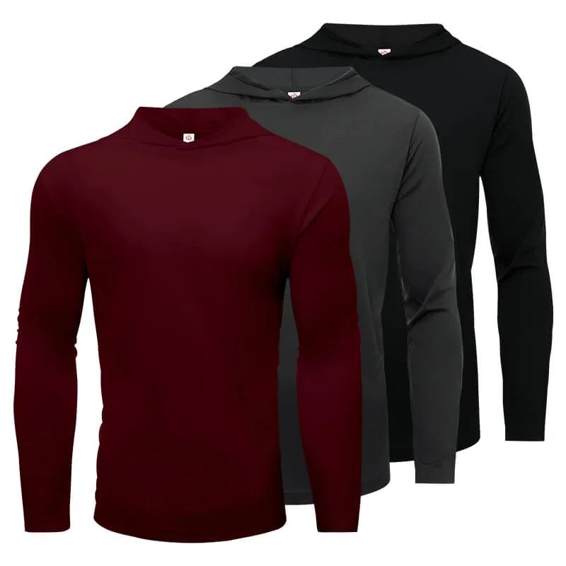 3 Pack Men’s Performance Long Sleeve with Hood