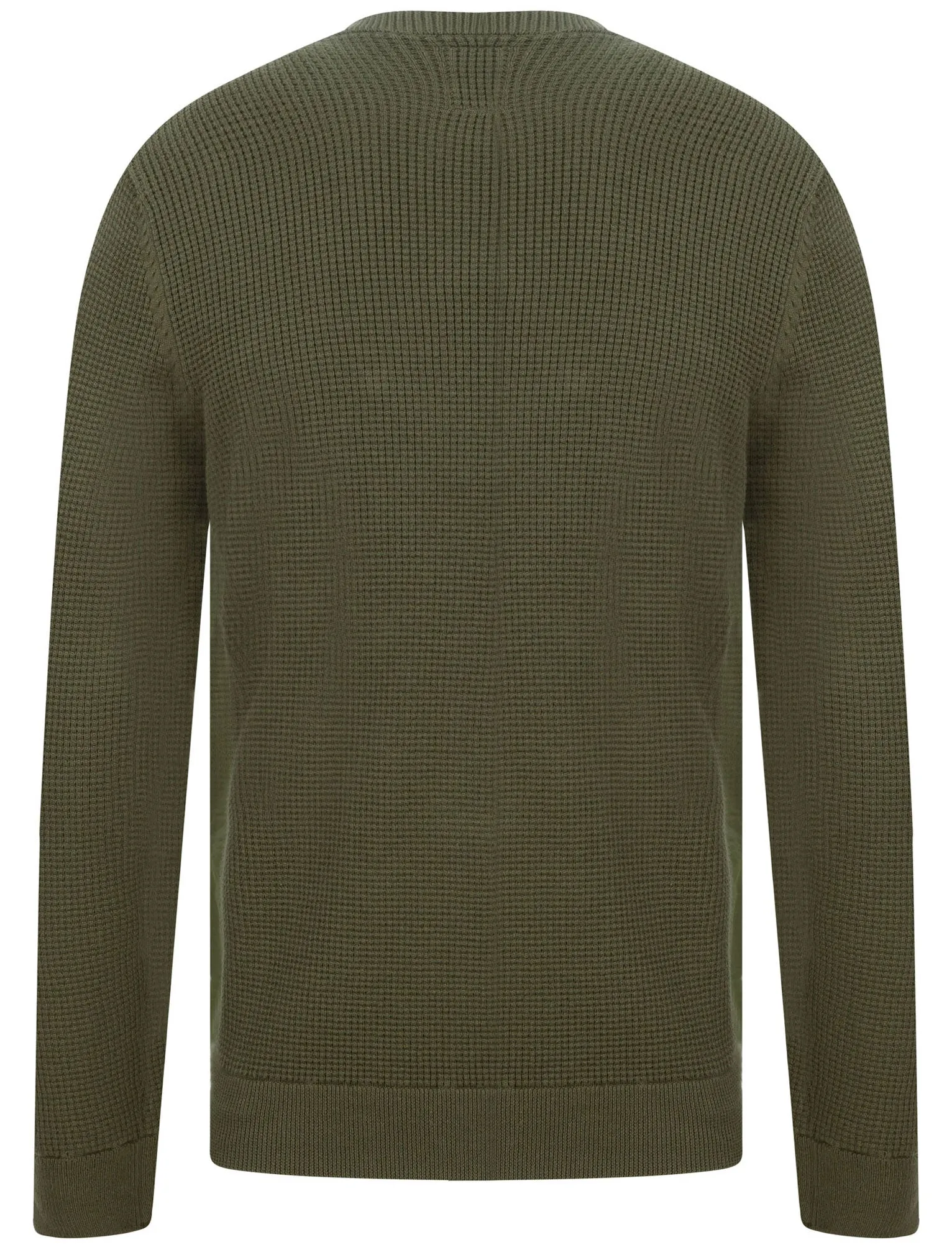 Alpher Textured Cotton Knit Jumper with Fabric Chest Pocket In Khaki - Dissident