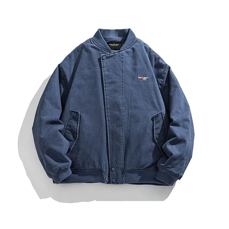 Baseball Collar Insulated Denim Jacket