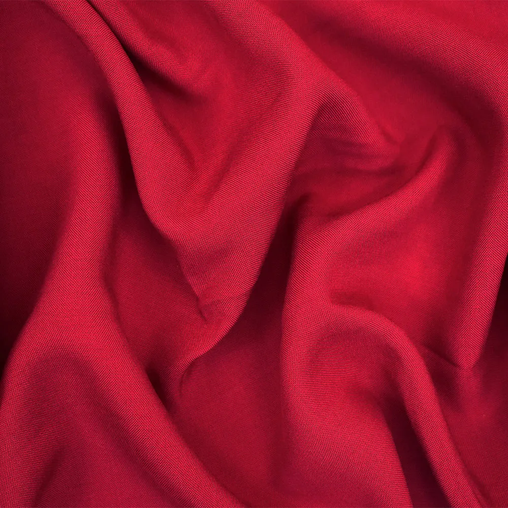 Basic Red Solid Challis Woven Fabric