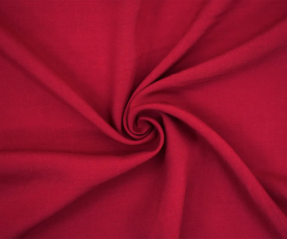 Basic Red Solid Challis Woven Fabric