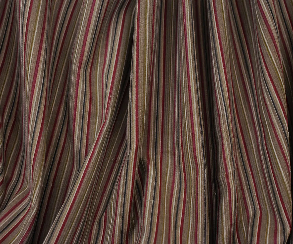 Brown-Black-Red Polyester Stripe Printed Corduroy Woven Fabric