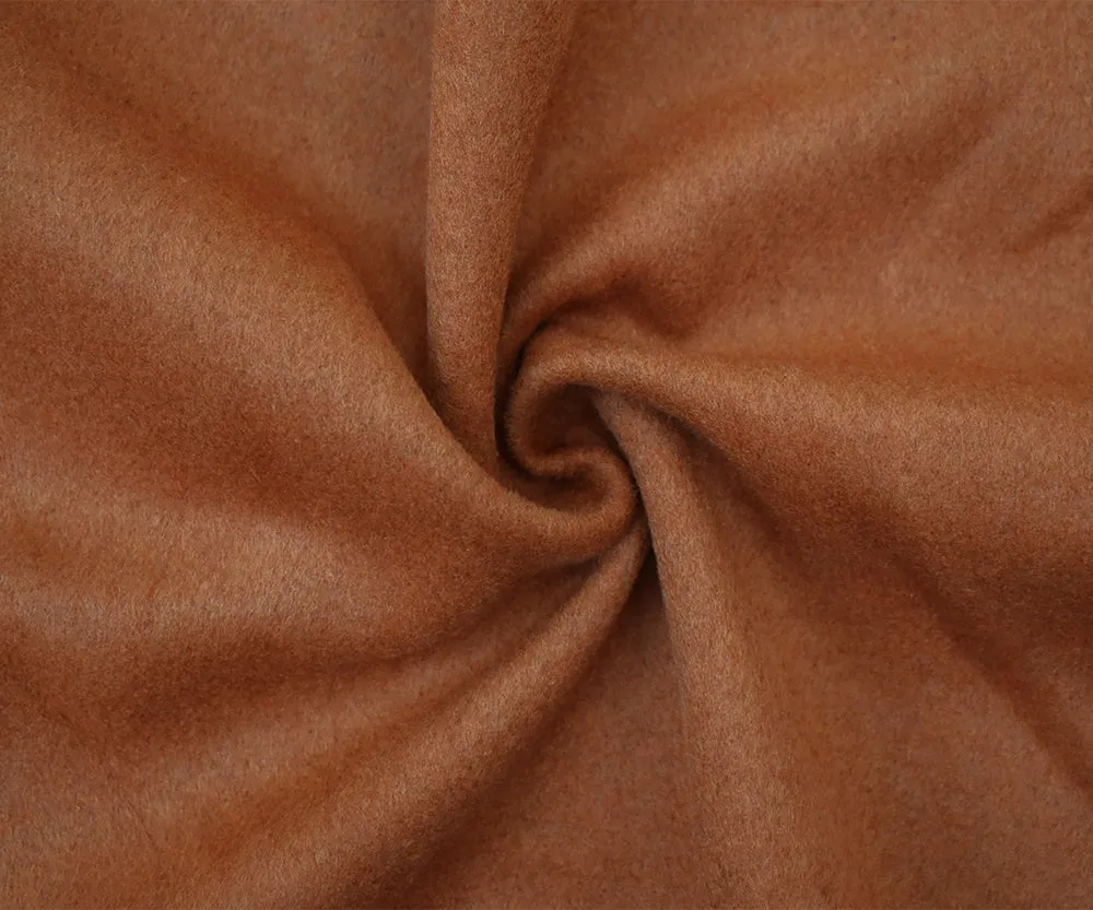 Brown Melton Wool Poly Double Woven Brushed Jacketing Fabric