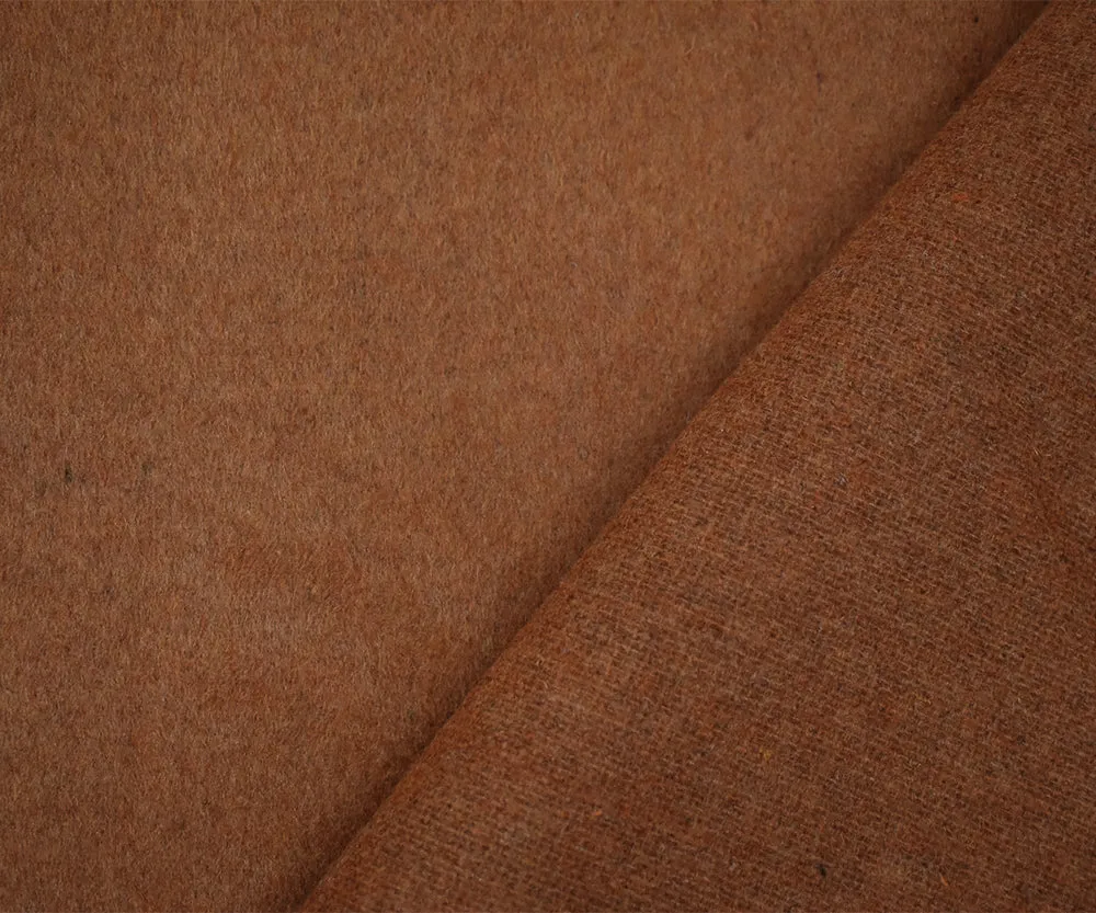 Brown Melton Wool Poly Double Woven Brushed Jacketing Fabric