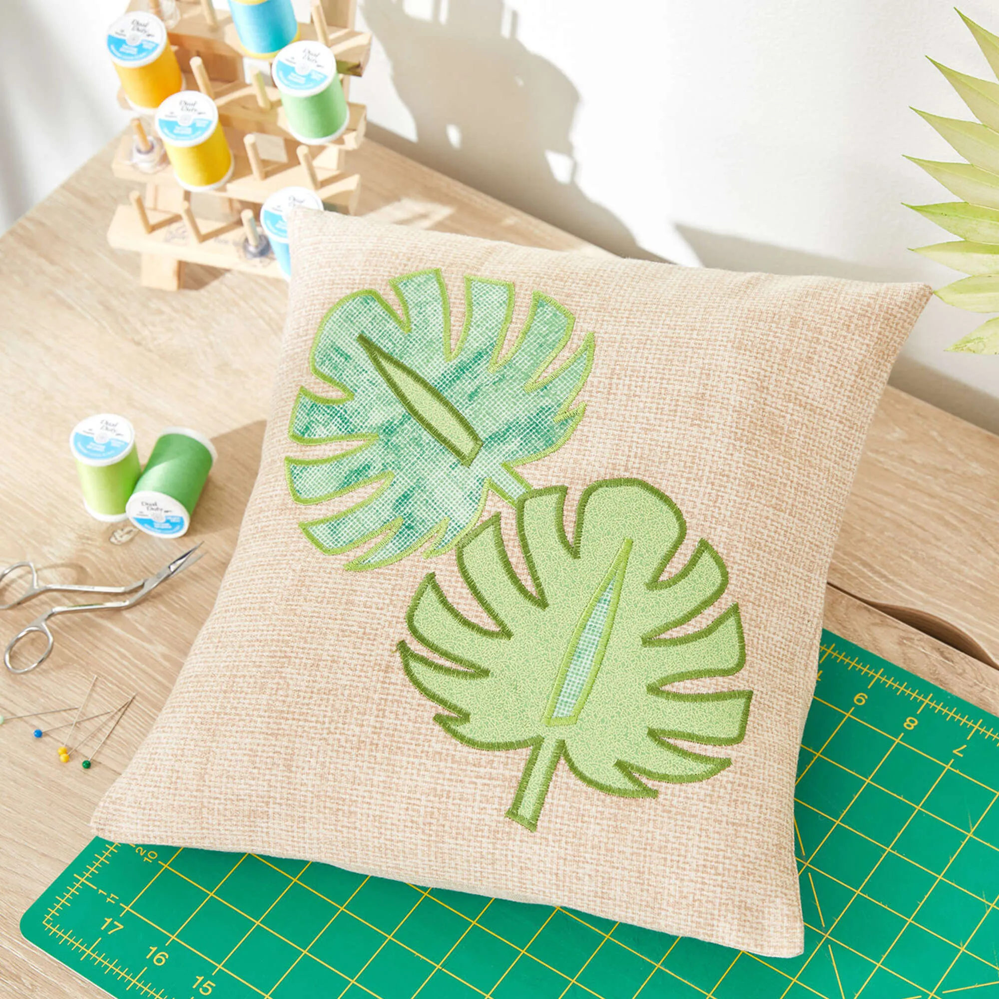 Coats & Clark Embroidery Monstera Leaf Applique Pillow