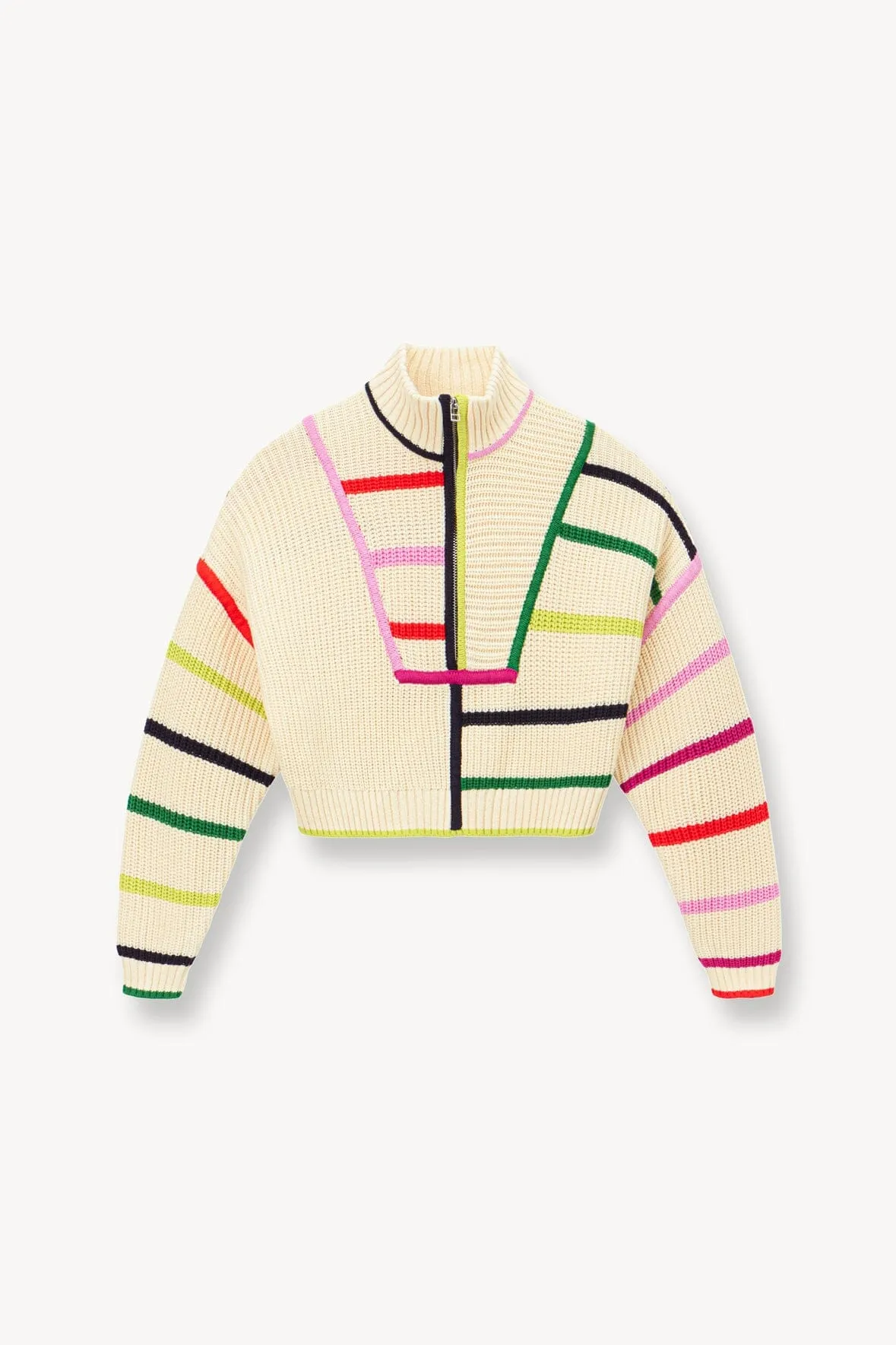 CROPPED HAMPTON SWEATER | CREAM RAINBOW MULTI