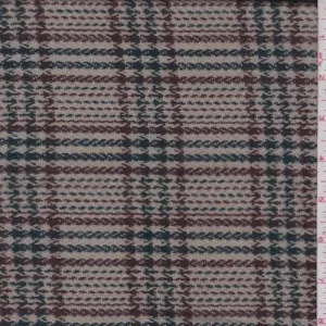 Gray/Brown/Green Plaid Jacketing Fabric