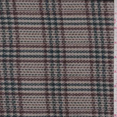 Gray/Brown/Green Plaid Jacketing Fabric