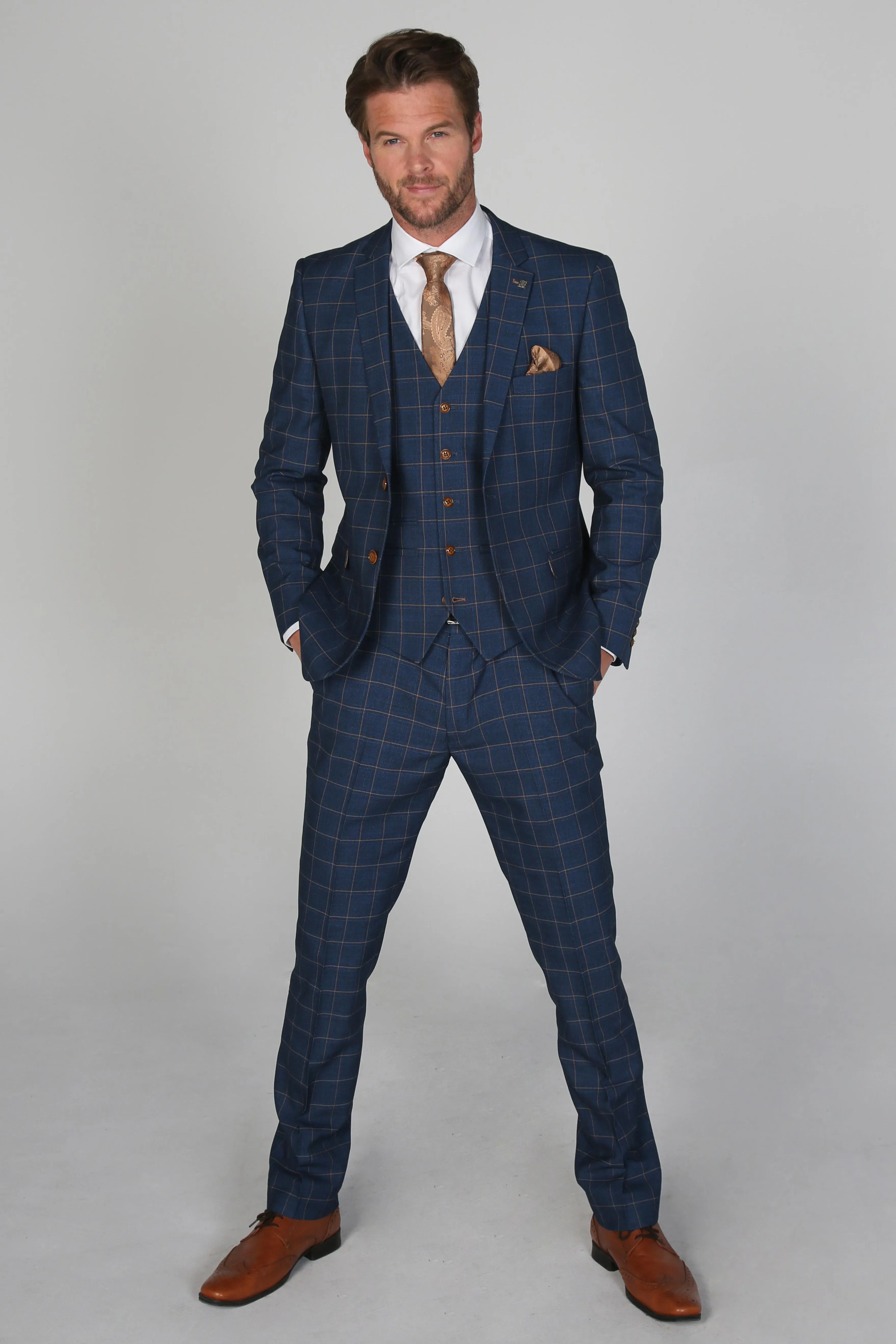 Hamleys Men's Navy Check Three Piece Suit