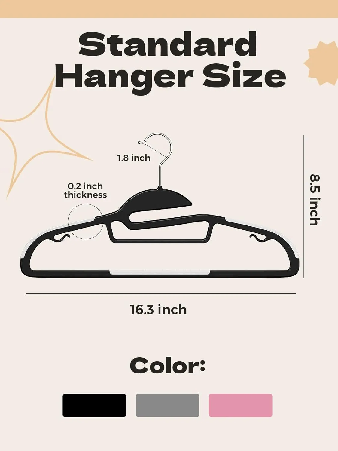 HOUSE DAY Heavy Duty 16.3 inch Plastic Hangers Black   White 50 Pack