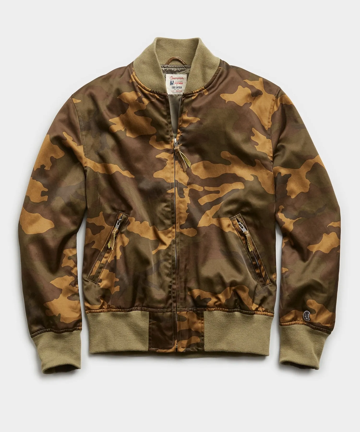 Japanese Satin Camo Bomber in Fatigue Green