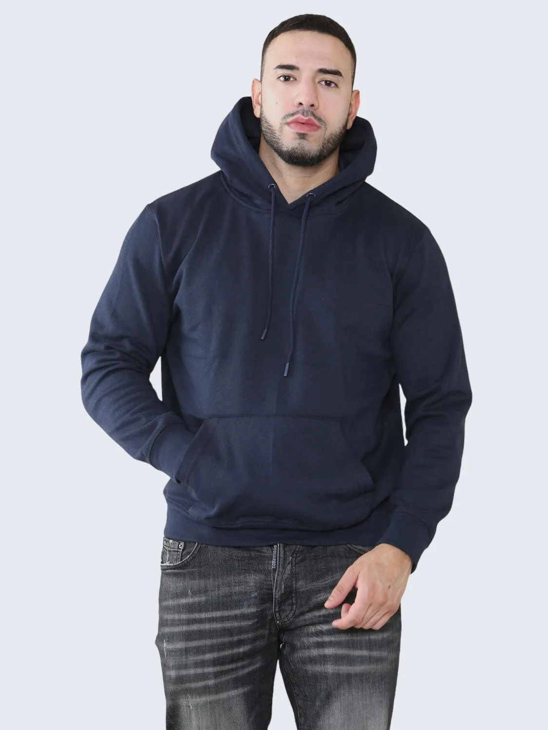 Men Plain Fleece Pullover Hoodie Sweatshirt Top