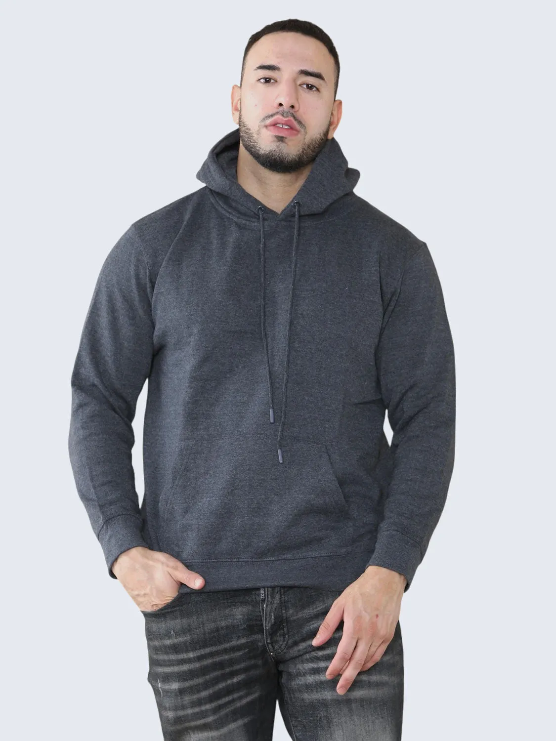 Men Plain Fleece Pullover Hoodie Sweatshirt Top