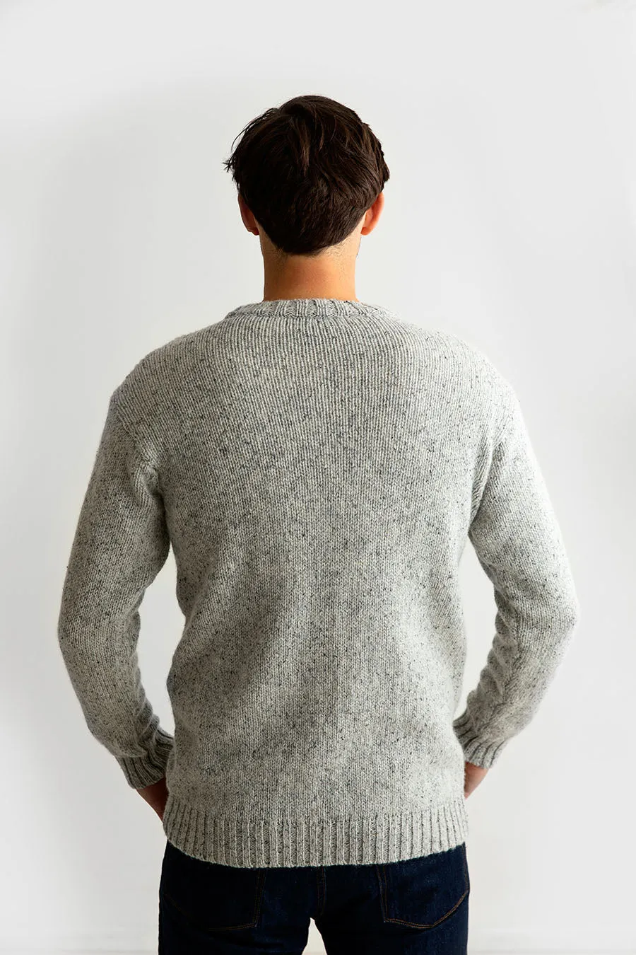 Mens Chunky Crew Neck Jumper - limestone