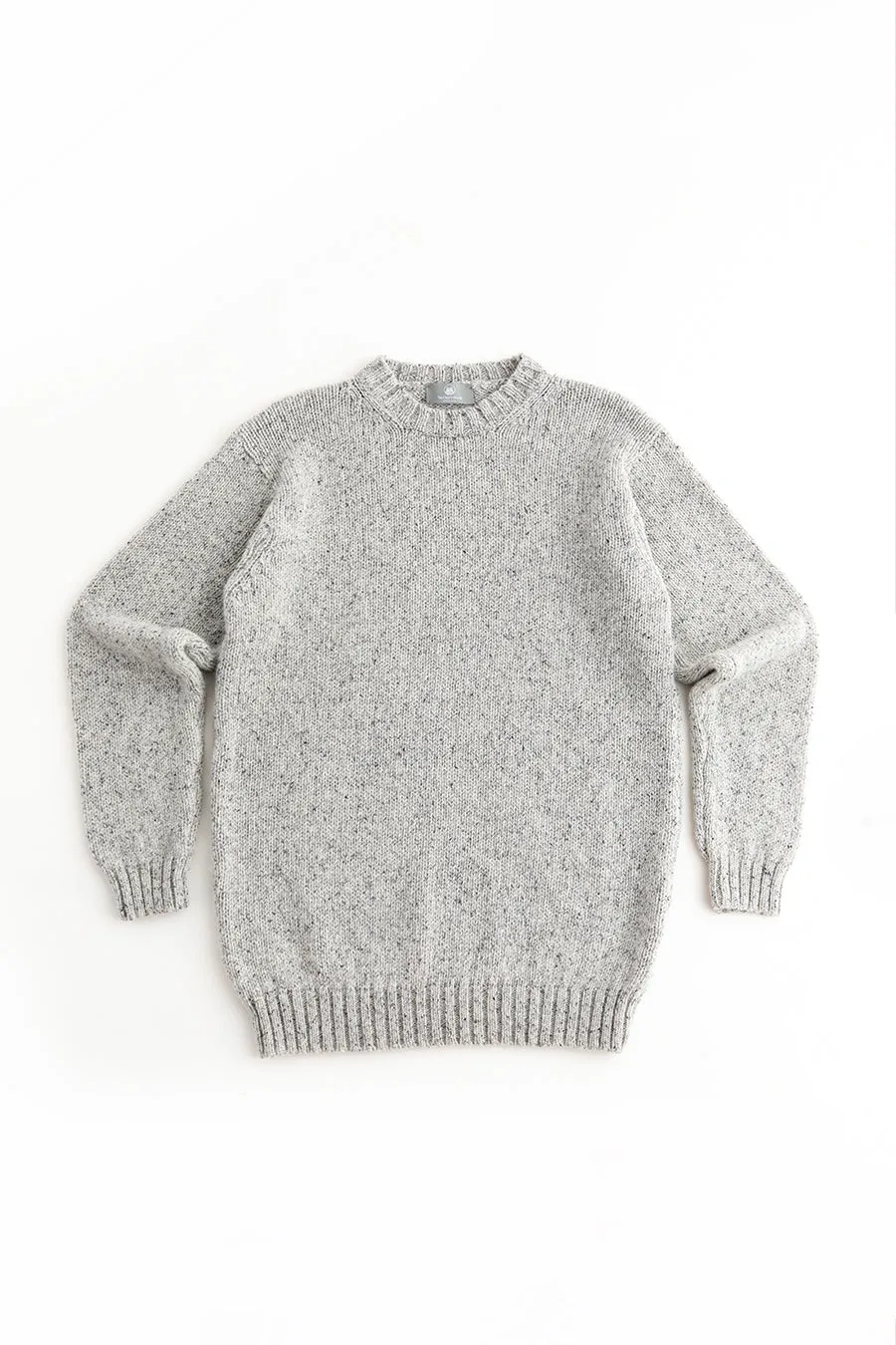 Mens Chunky Crew Neck Jumper - limestone