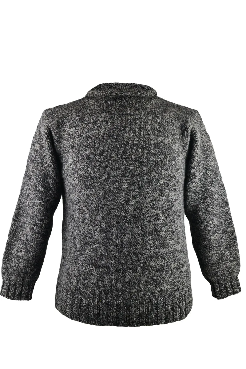 Mens Chunky Roll Neck Jumper - Black Pebble