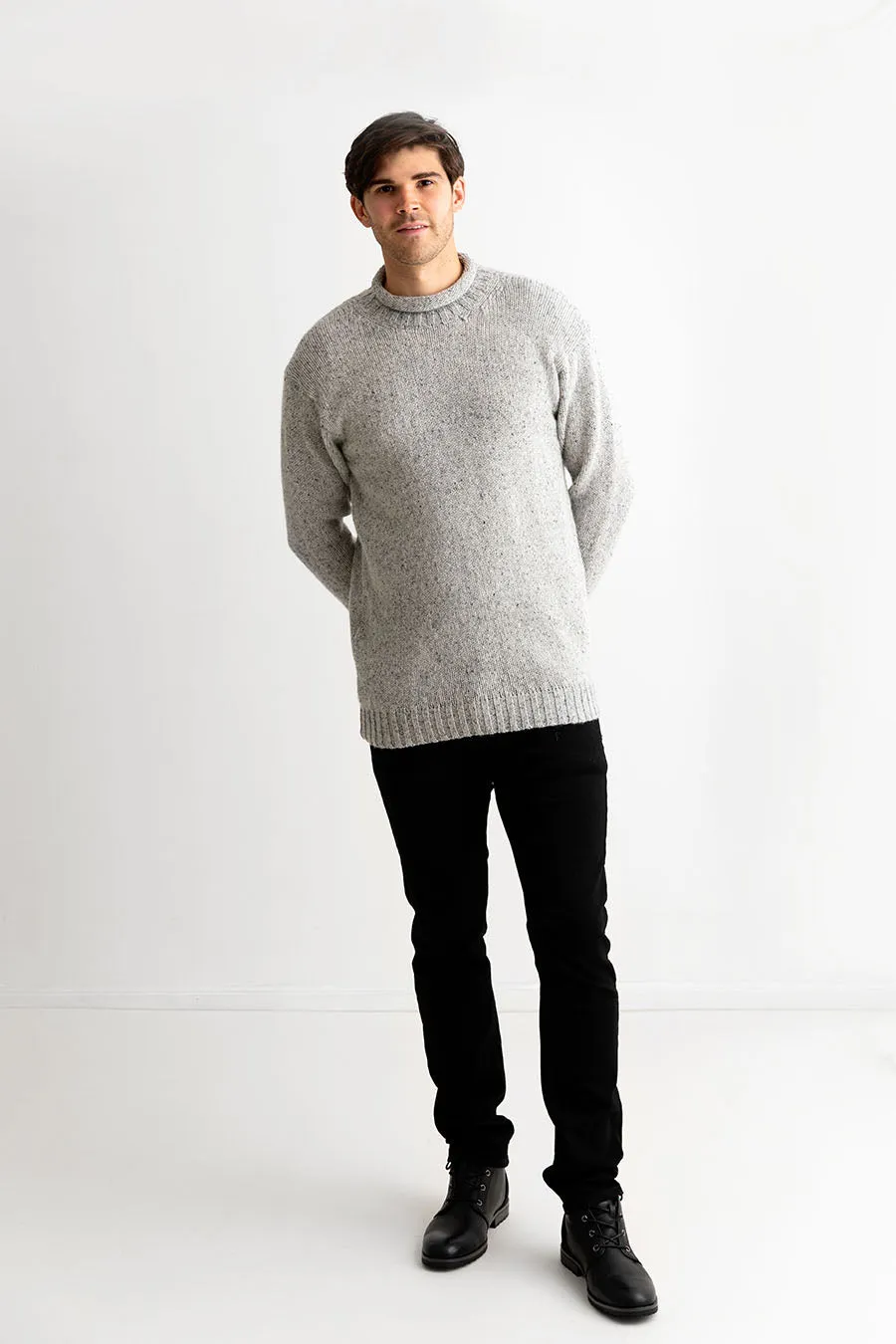 Mens Chunky Roll Neck Jumper - limestone