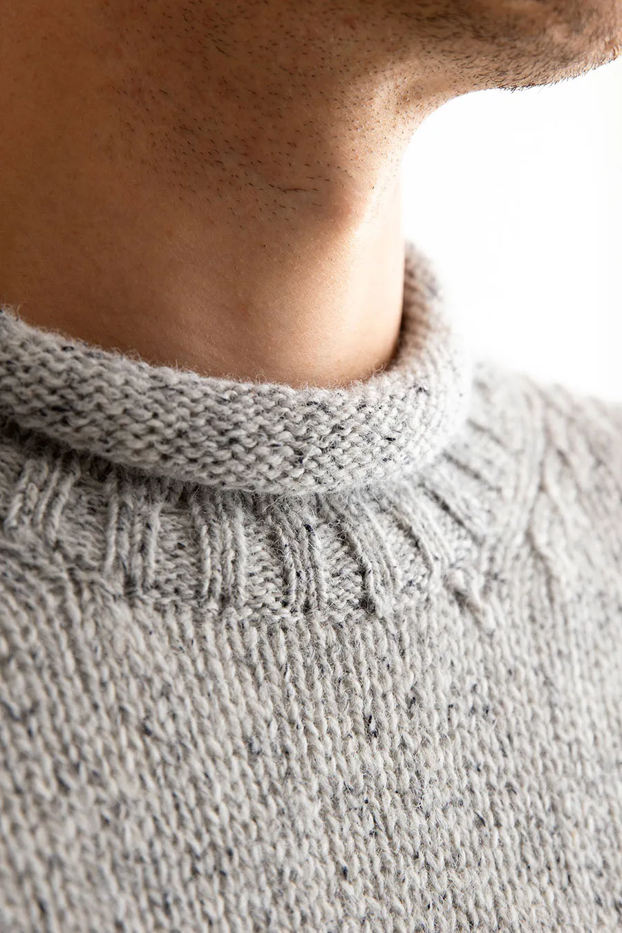 Mens Chunky Roll Neck Jumper - limestone