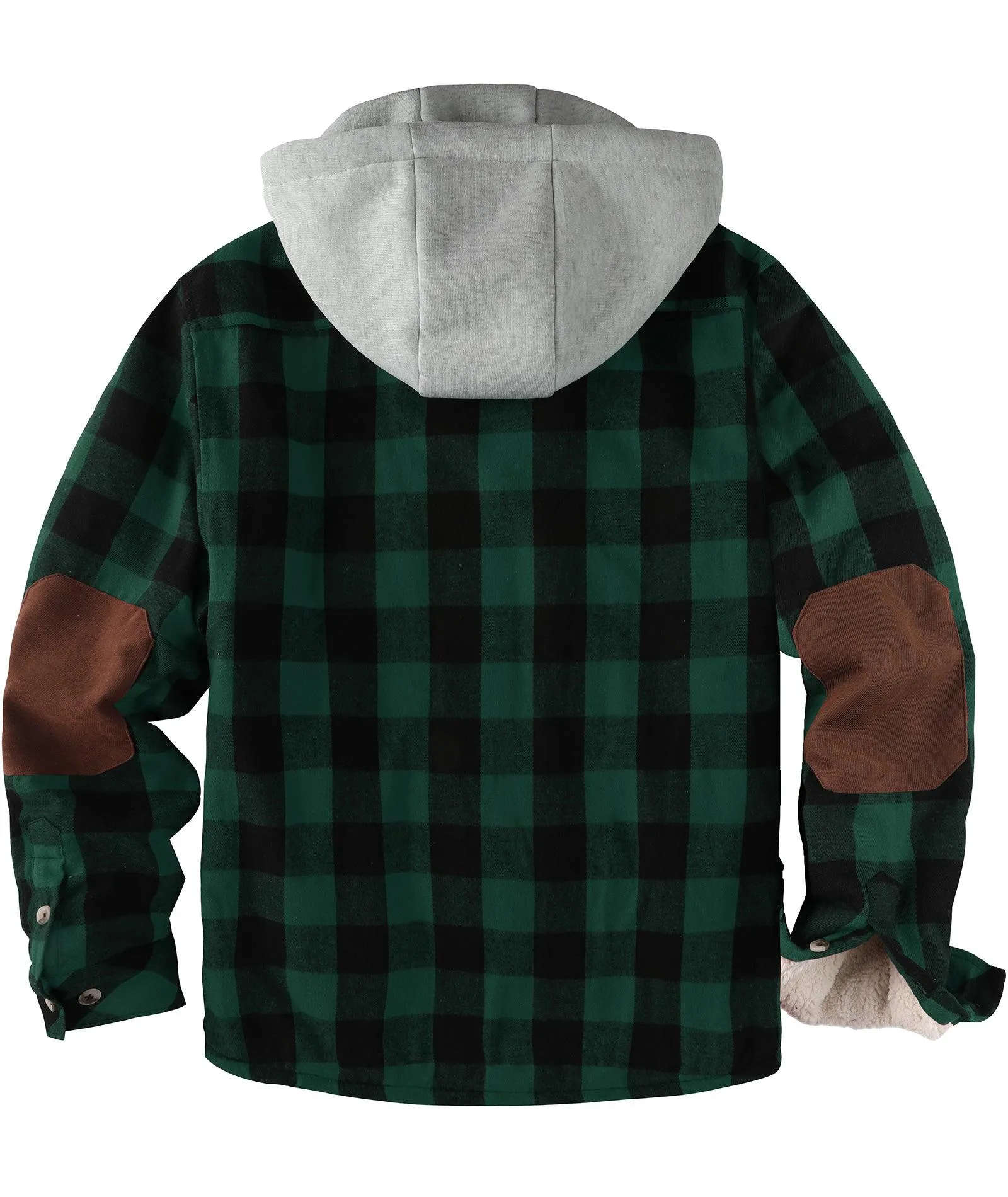 Men's Full Zipper Double Pocket Plaid Hoodie-ZPK007119