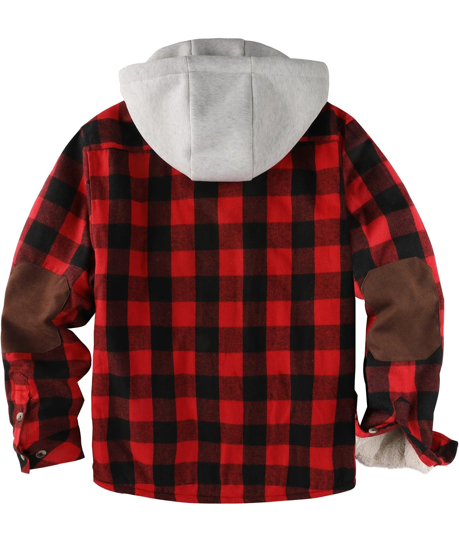 Men's Full Zipper Double Pocket Plaid Hoodie-ZPK007119