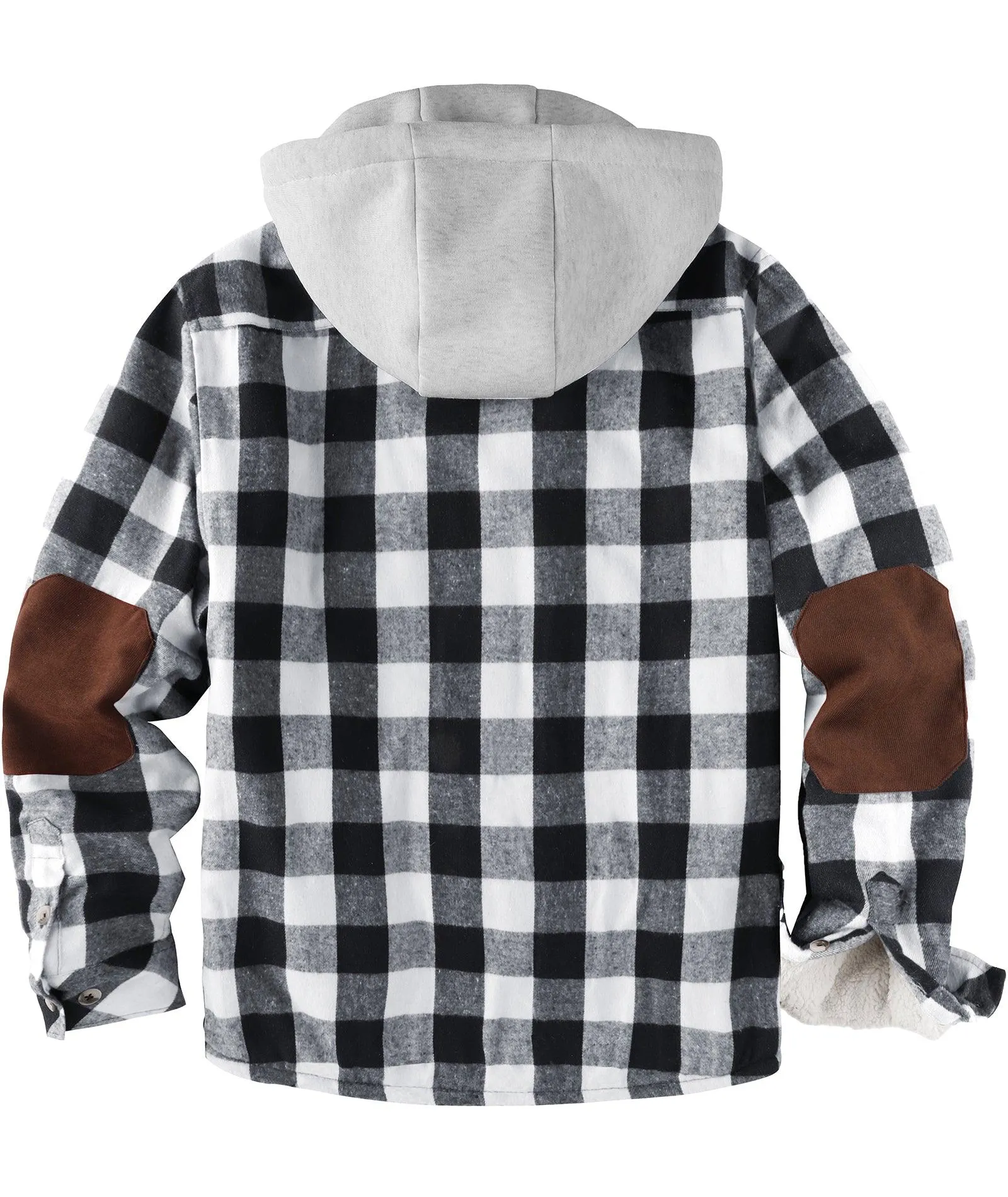 Men's Full Zipper Double Pocket Plaid Hoodie-ZPK007119