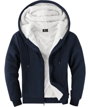 Men's Full Zipper Solid Color Waffle Hoodie-ZPK006395