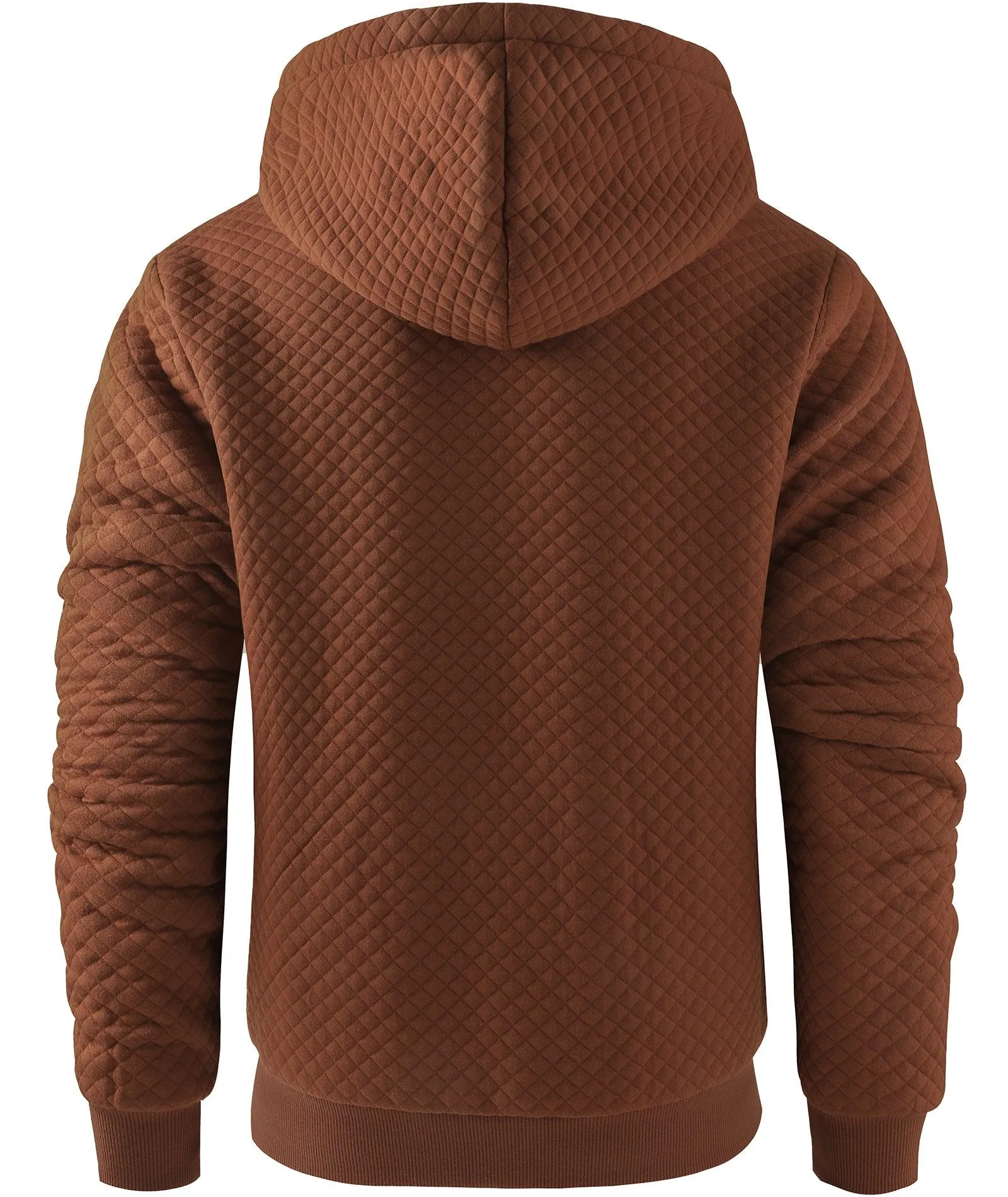 Men's Full Zipper Solid Color Waffle Hoodie-ZPK006395