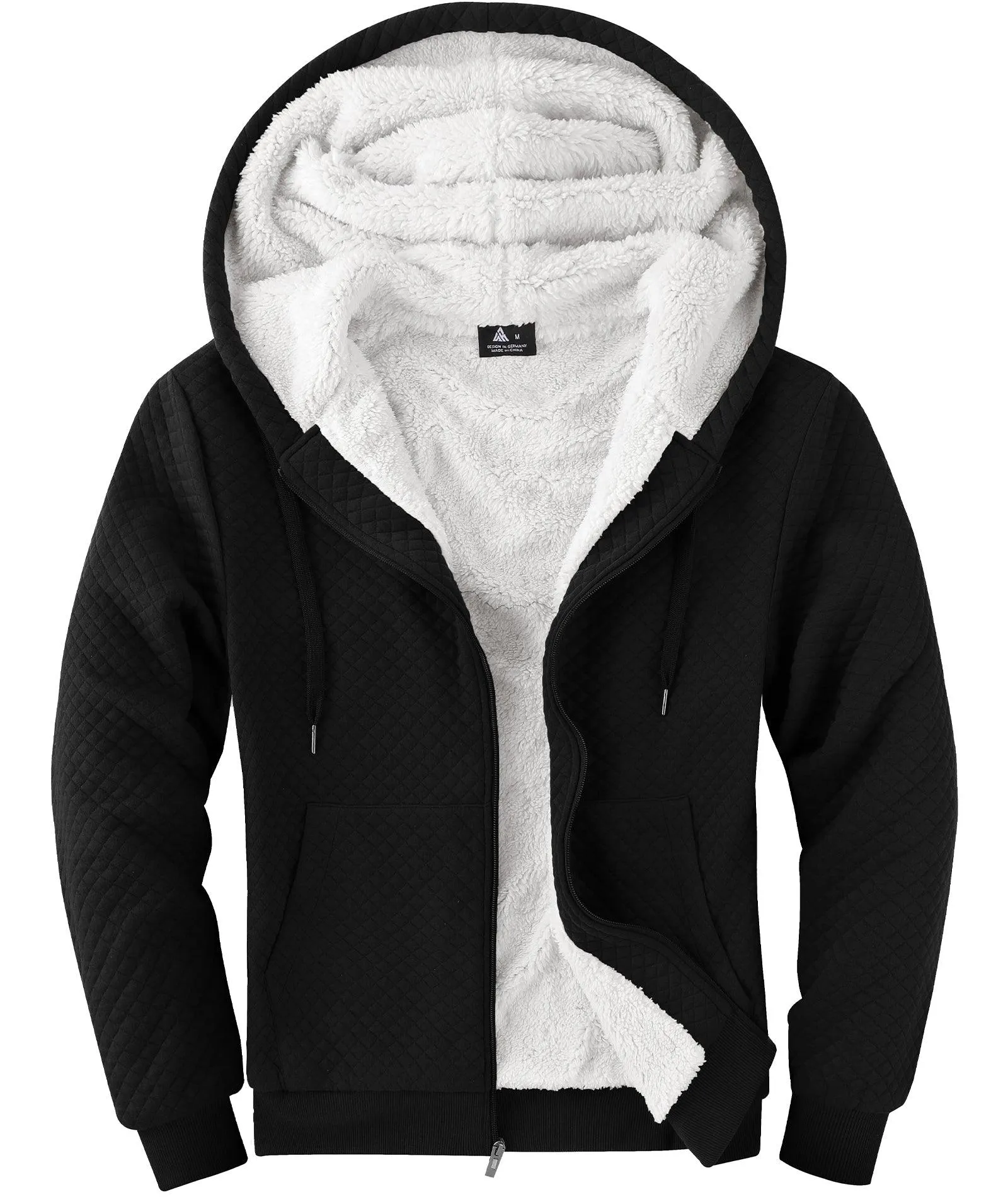 Men's Full Zipper Solid Color Waffle Hoodie-ZPK006395