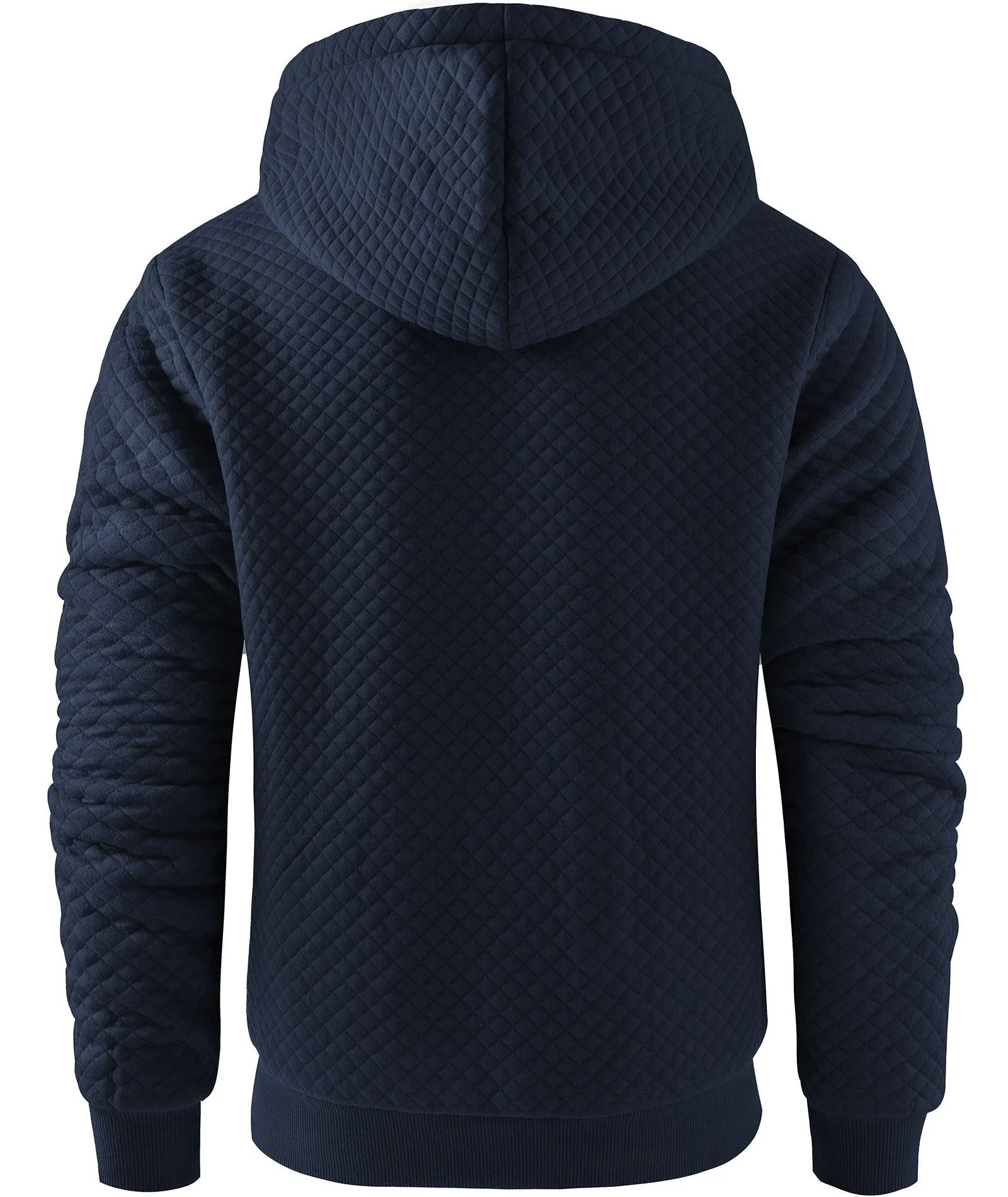 Men's Full Zipper Solid Color Waffle Hoodie-ZPK006395