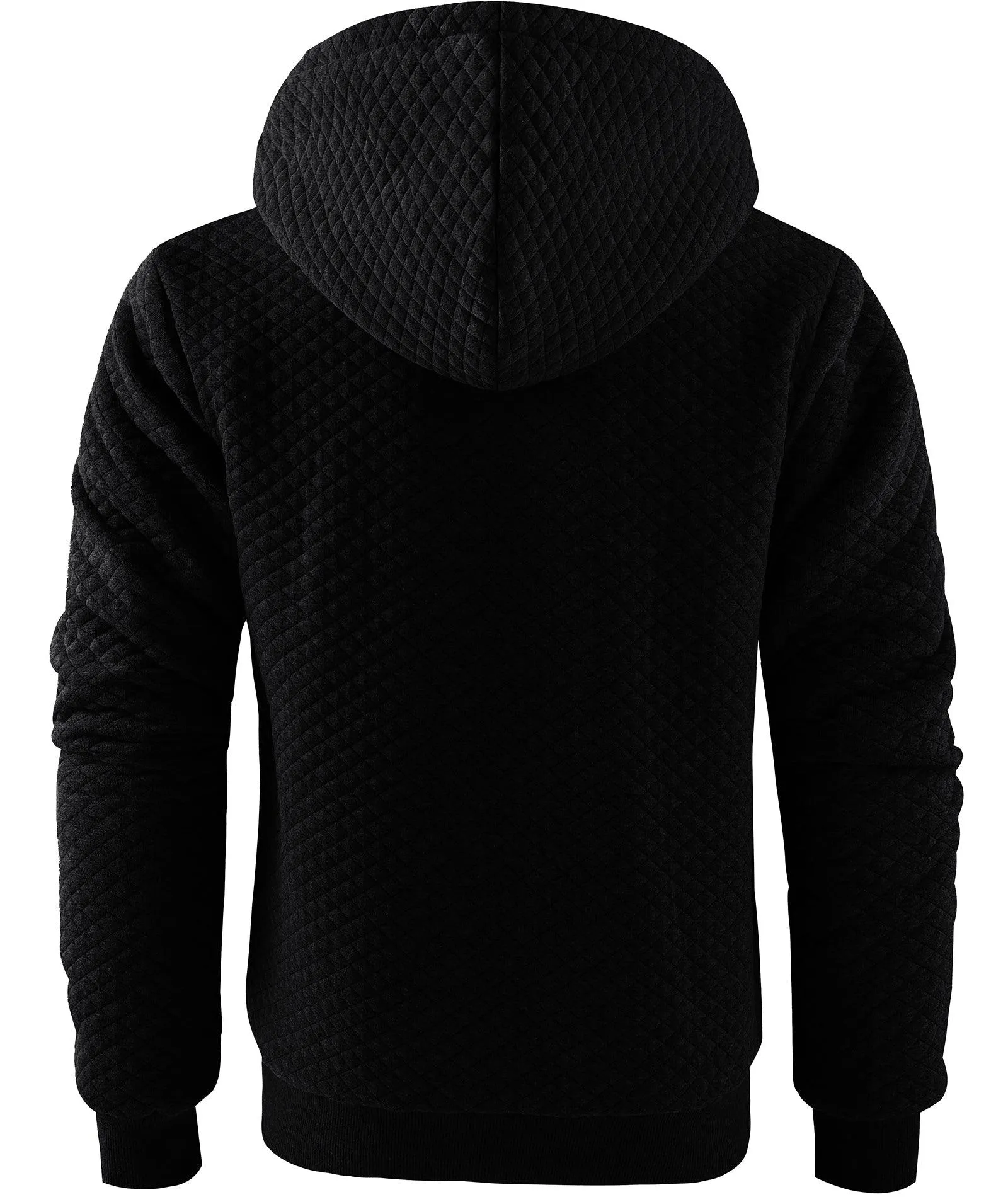 Men's Full Zipper Solid Color Waffle Hoodie-ZPK006395