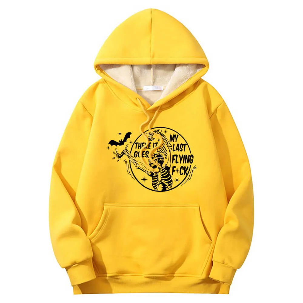 Multicolor Bat Skull Letters Fleece Crew Collar Hoodie