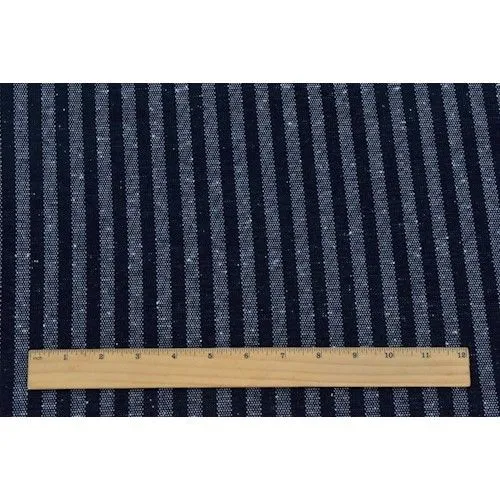 Navy Blue/ White Texture Striped Double Knit Fabric