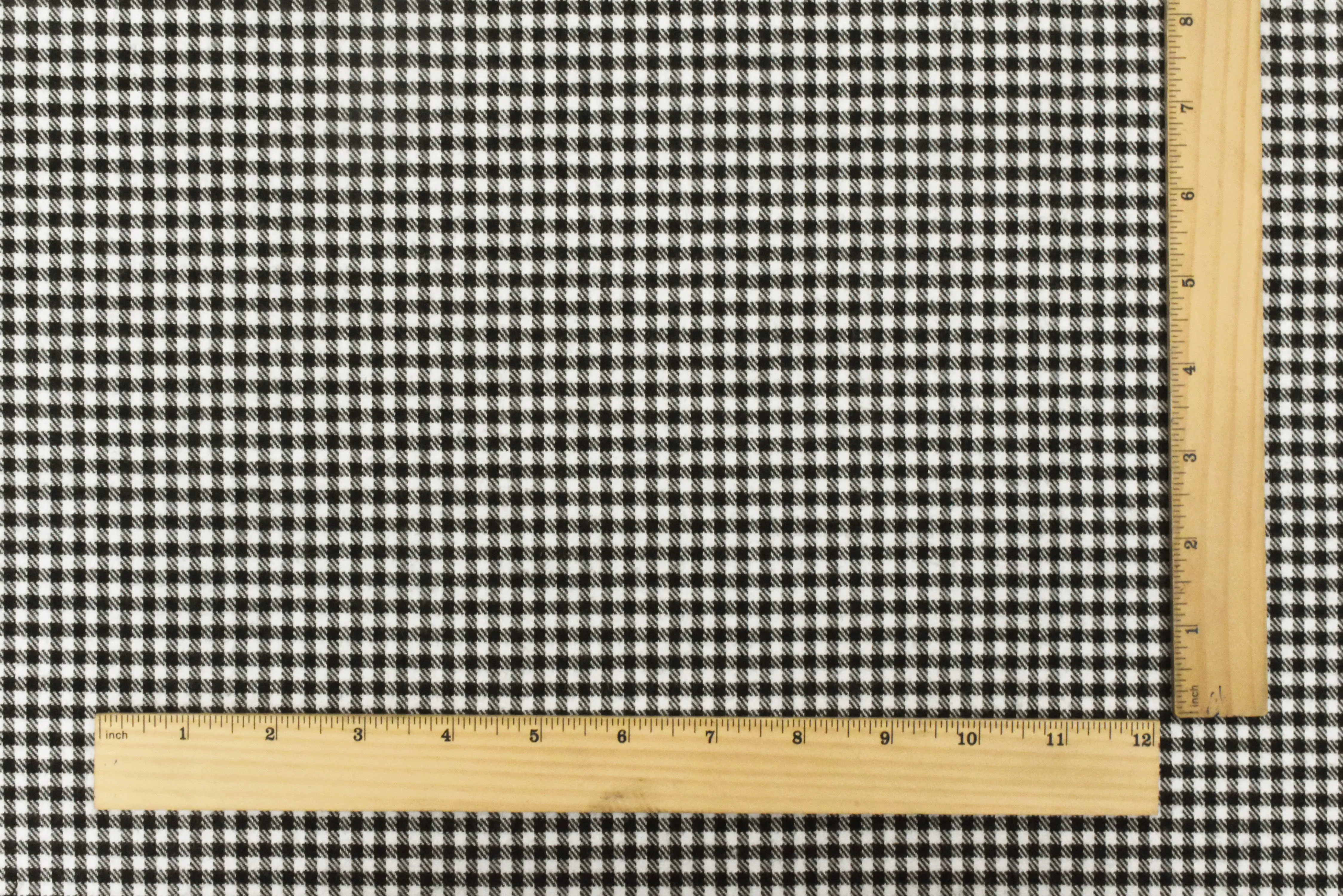 Off-White-Black Gingham Poly Twill Woven Jacketing Fabric