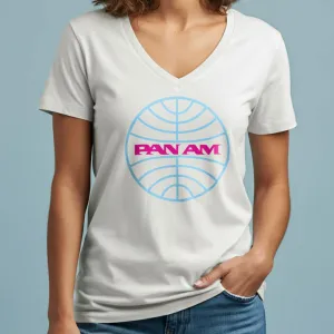 Pan Am Logo Neon - Women's V-Neck T-Shirt