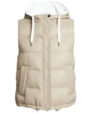 Rustic Taupe Taffeta Hooded Vest