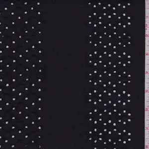 Soft Black Eyelet Stripe Cotton Fabric