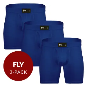 Sweat Proof Men's Boxer Briefs with Fly - Navy 3-Pack