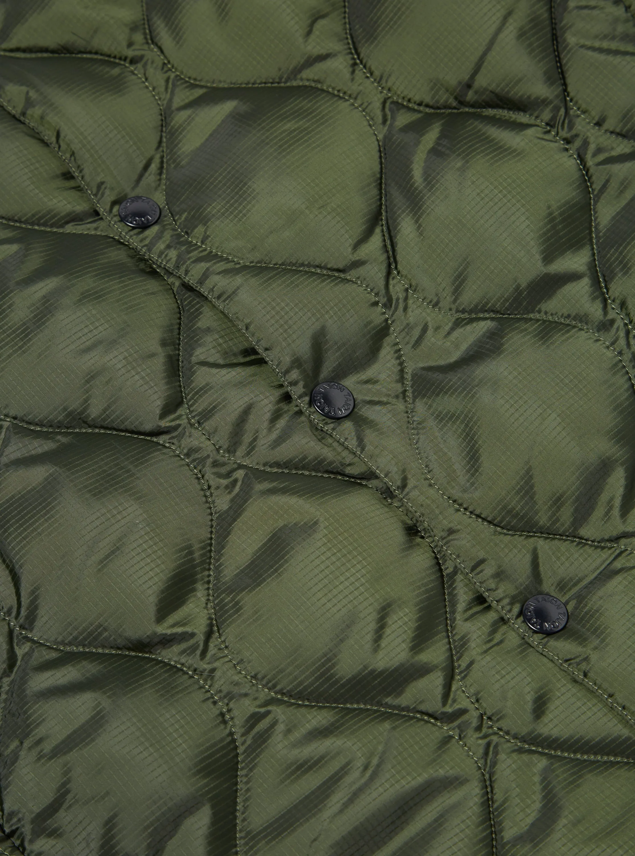 Taion by F/CE. Packable Inner Down Jacket in Olive Nylon Ripstop/Duck Down