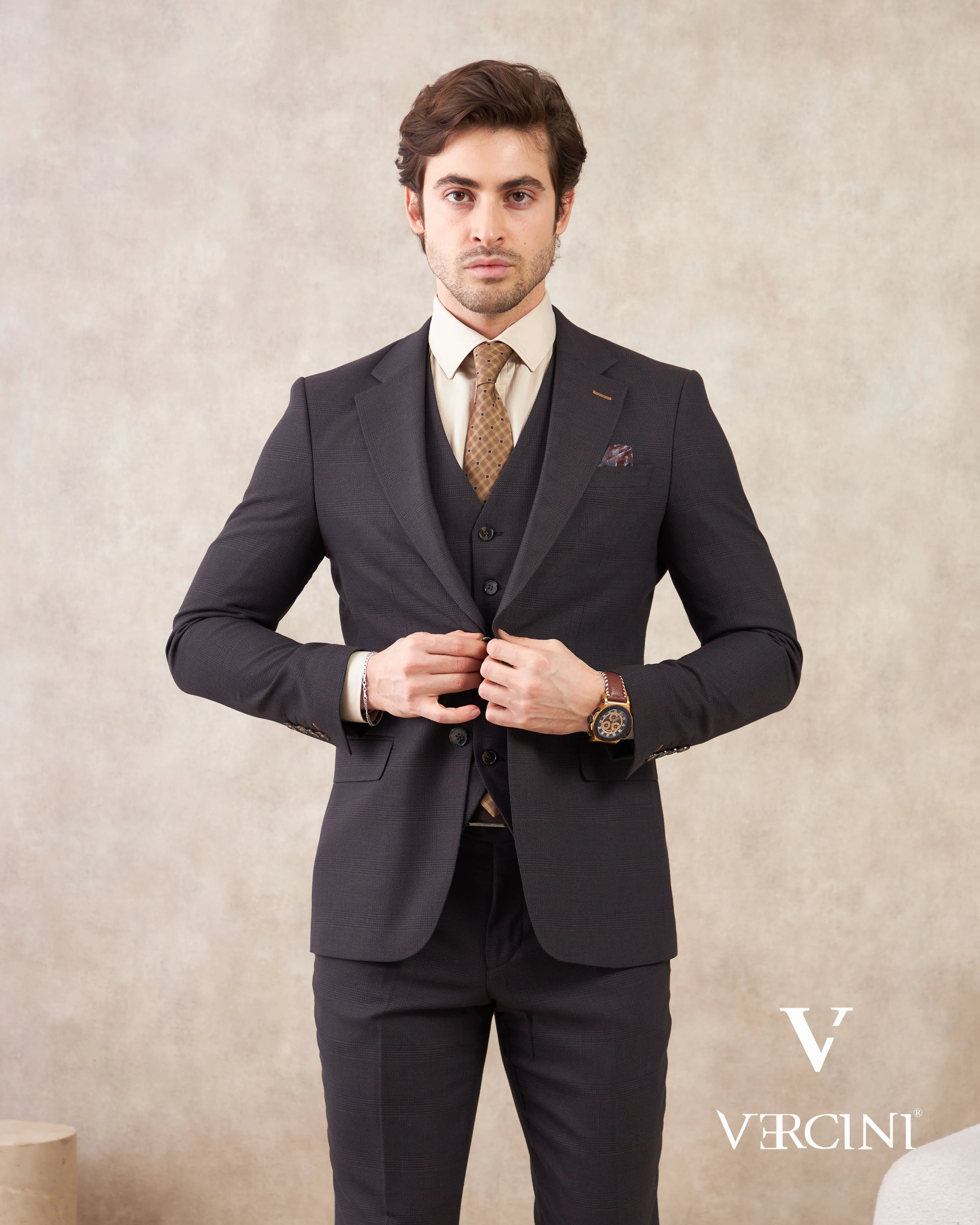 Vercini Milano Elegance Three-Piece Men's Suit