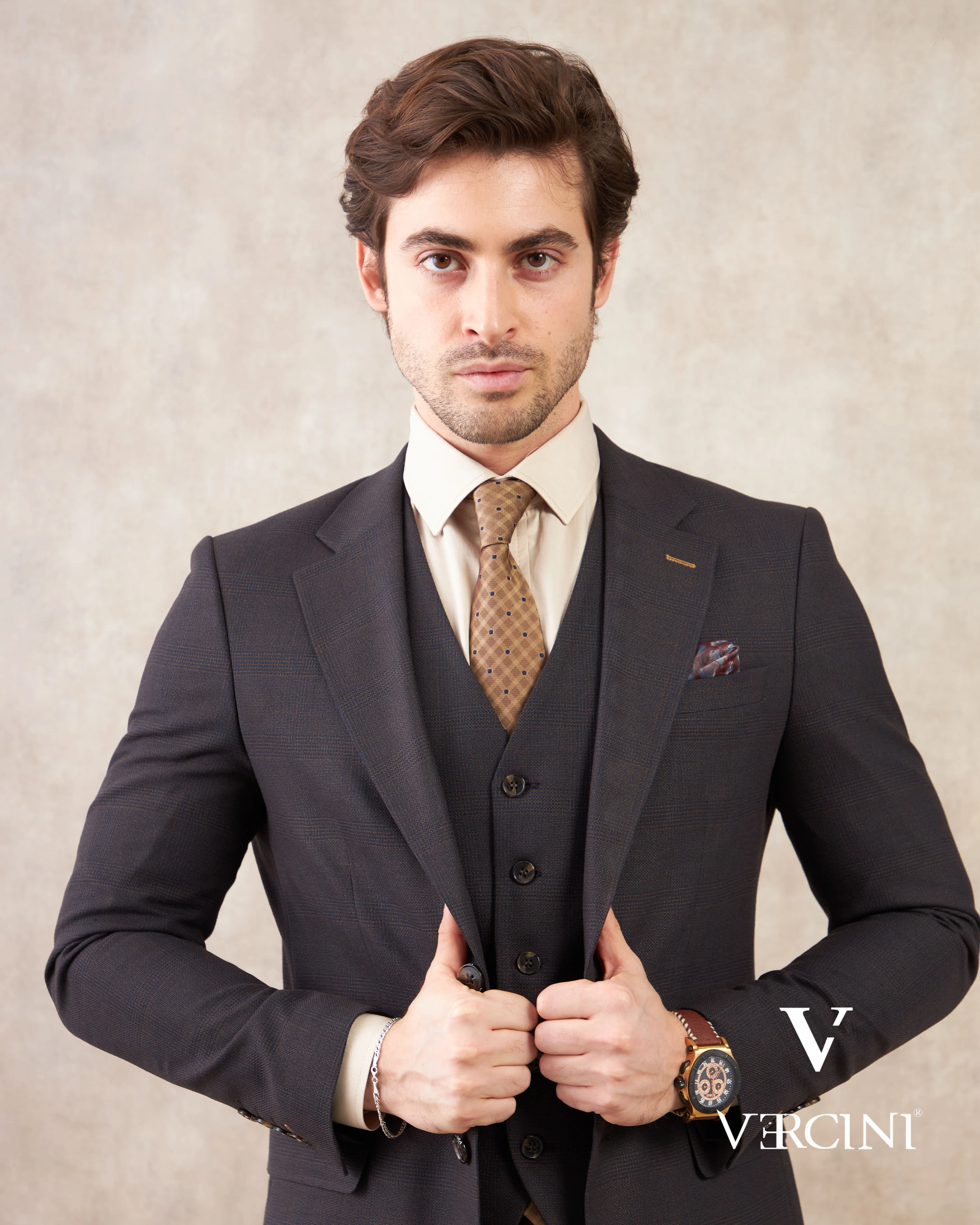 Vercini Milano Elegance Three-Piece Men's Suit