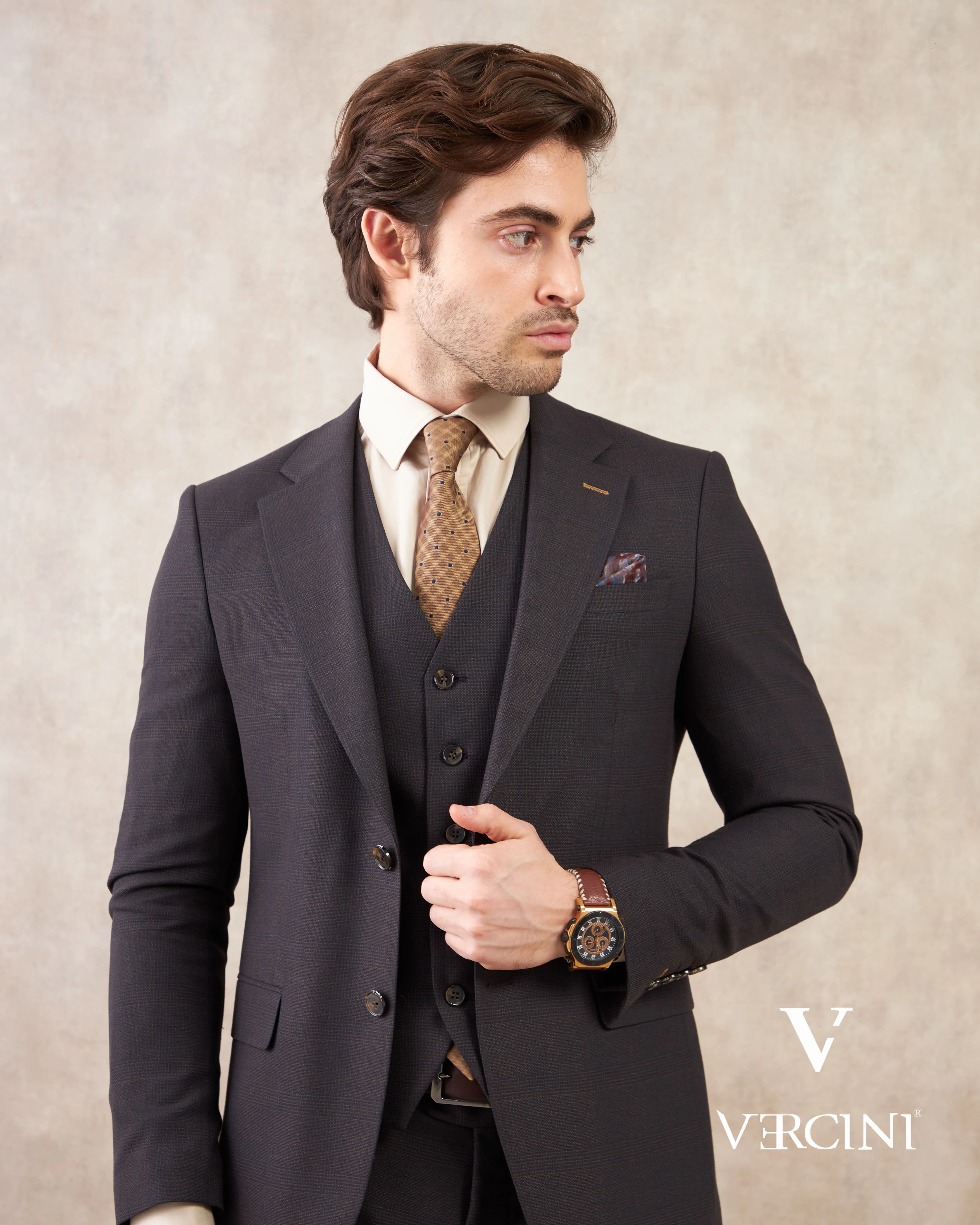 Vercini Milano Elegance Three-Piece Men's Suit