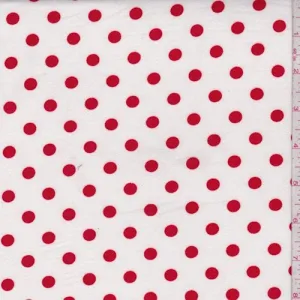 White/Ruby Dot Double Brushed Jersey Knit Fabric