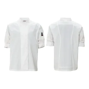 Winco UNF-12WL Ventilated Chef Jacket, Roll-Tab Sleeve, White, L